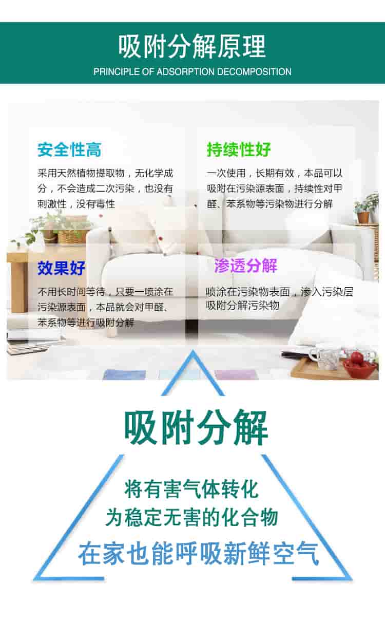 吸附分解原理，吸附分解，將有害氣體轉(zhuǎn)化為穩(wěn)定無害的化合物，在家也能呼吸新鮮空氣